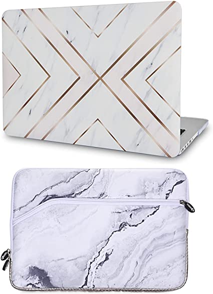 Photo 1 of LASSDOO Compatible with MacBook Air 13 inch Case (2017,2016,2015,2014,2013,2012,2011,2010 Release) A1369/A1466 Plastic Hard Shell + Sleeve (White Marble Gold Stripes)