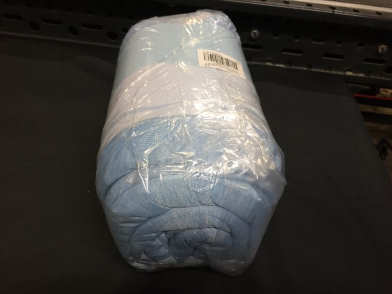 Photo 1 of Cooling Touch Blanket Queen Size with 2 Pillow Cases for Hot Sleepers and Night Sweats, Cooling Fiber, Breathable Bamboo Viscose Backing, 3 Pieces Lightweight Bedding (Blue, 90x90 inches)
