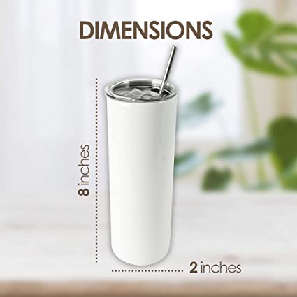 Photo 2 of 20oz Sublimation Blank Tumblers Vacuum Insulated Tumblers with Closed Lids and Straws, Stainless Steel Double Wall Travel Mugs, 4 pack
