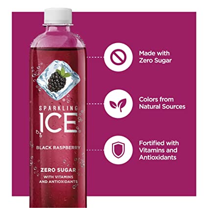 Photo 5 of 2 PACK Sparkling ICE, Black Raspberry Sparkling Water, Zero Sugar Flavored Water, with Vitamins and Antioxidants, Low Calorie Beverage, 17 fl oz Bottles (Pack of 24) BB 8/08/22
