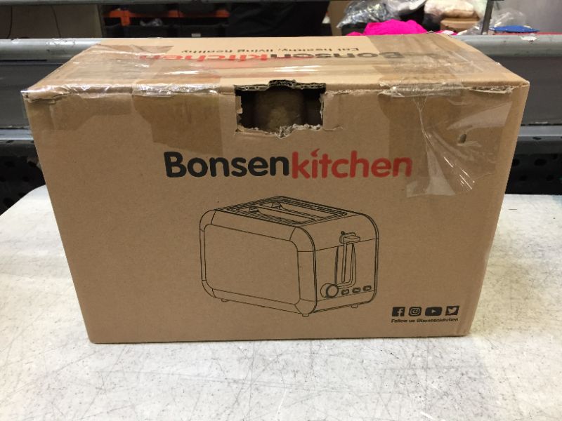 Photo 6 of 2 Slice Red Toasters, Bonsenkitchen Stainless Steel Wide Slot Bread Toaster with Defrost/Reheat/Cancel Function, 7 Brown Setting, Removable Crumb Tray, Auto Shut Off, 750 Watt, 120V
