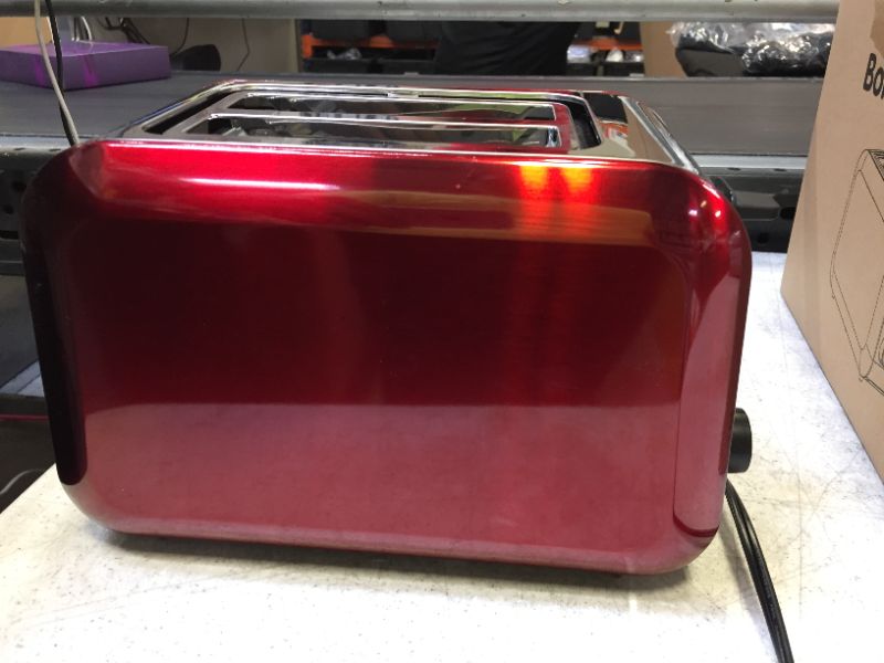 Photo 2 of 2 Slice Red Toasters, Bonsenkitchen Stainless Steel Wide Slot Bread Toaster with Defrost/Reheat/Cancel Function, 7 Brown Setting, Removable Crumb Tray, Auto Shut Off, 750 Watt, 120V

