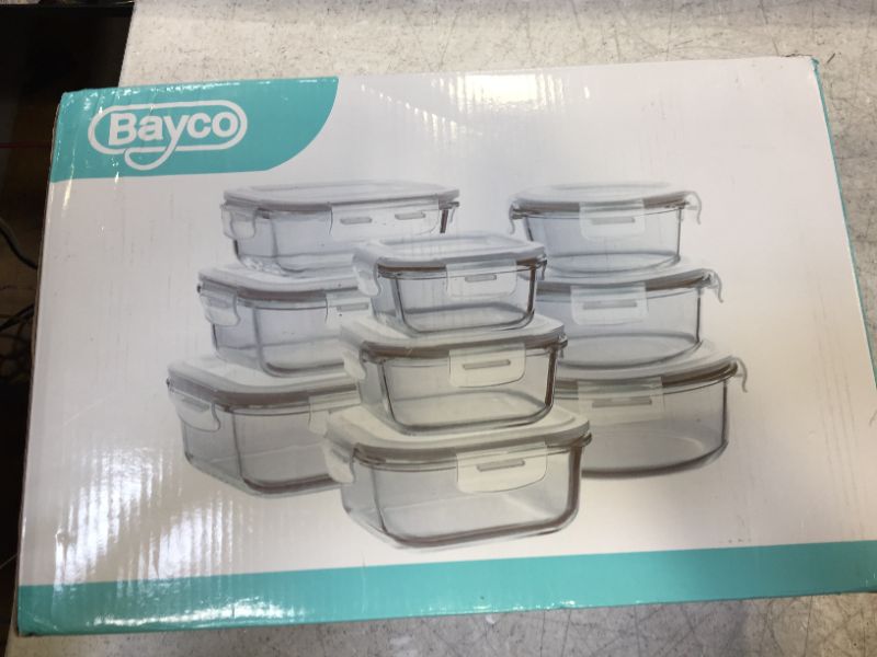 Photo 5 of Bayco Glass Food Storage Containers with Lids, [18 Piece] Glass Meal Prep Containers, Airtight Glass Lunch Bento Boxes, BPA-Free & Leak Proof (9 lids & 9 Containers)
