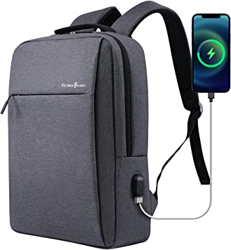 Photo 1 of Laptop Backpack 15.6 Inch, Business Slim Durable Laptops Travel Backpacks with USB Charging Port, College School Computer Bag Gifts for Men and Women Fits Notebook (Grey)
