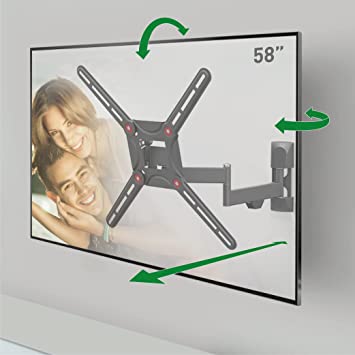 Photo 1 of Barkan TV Wall Mount, 29 - 58 inch Full Motion Articulating - 4 Movement Flat / Curved Screen Bracket, Holds up to 55 lbs, Patented, Lifetime Limited Warranty, Fits LED OLED LCD
