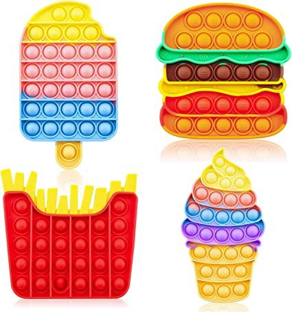 Photo 1 of Abesee 4 Pack Pop Fidget Toys, Its Poppers Bubble with Pop Sound Sensory Fidget Toy, Hamburger Chips Ice Cream Popsicle for Kids and Adults Stress Relief, ADHD Autism Silicone Pressure Relieving Toys
