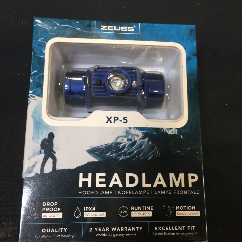 Photo 2 of ZEUSS XP-5 Heavy-Duty LED Headlamp, 2 Meters Drop Proof, Dimmable, Runs for 40 Hours, Lights up to 120m far, 250 Lumen, Motion Sensor, Micro USB Rechargable, Comes with Wall Charger and Car Charger!
