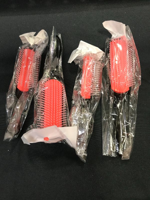 Photo 2 of 4 Pieces Row Styling Brush Set, Include 2 Pieces Large 9-Row Cushion Nylon Bristle and 2 Pieces Small 5 Row Styling Brush Removable Classic Styling Brush Curly Hair Brush