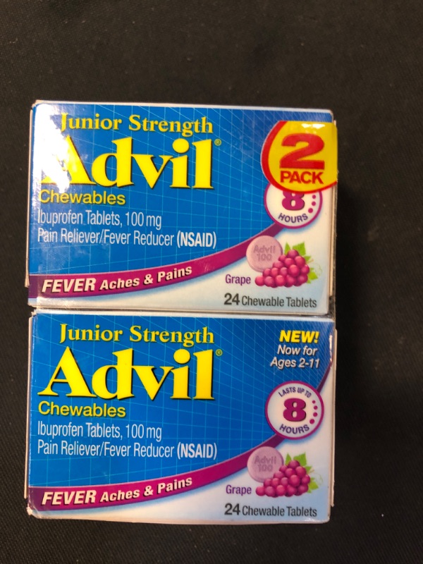 Photo 2 of ADVIL JR CHEWABLE Grape 100MG 24CTx2 (US) EXP 03/23