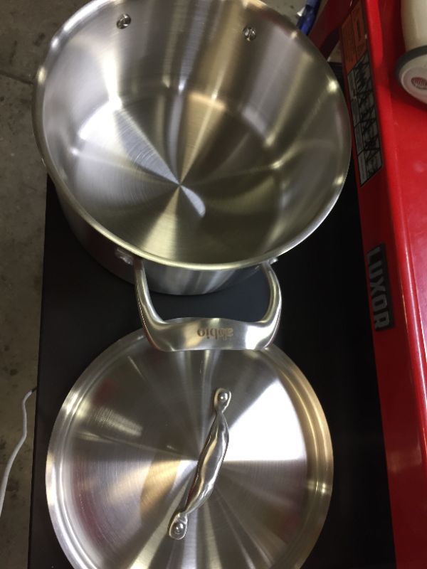 Photo 1 of Abbio Frying Pan + Lid, 6 Quart Capacity, 9.5" Diameter, Stainless Steel, Fully Coated Cookware, Induction Ready Pot, Oven & Dishwasher Safe, PFOA Free, Non-Toxic, Fresh Handle