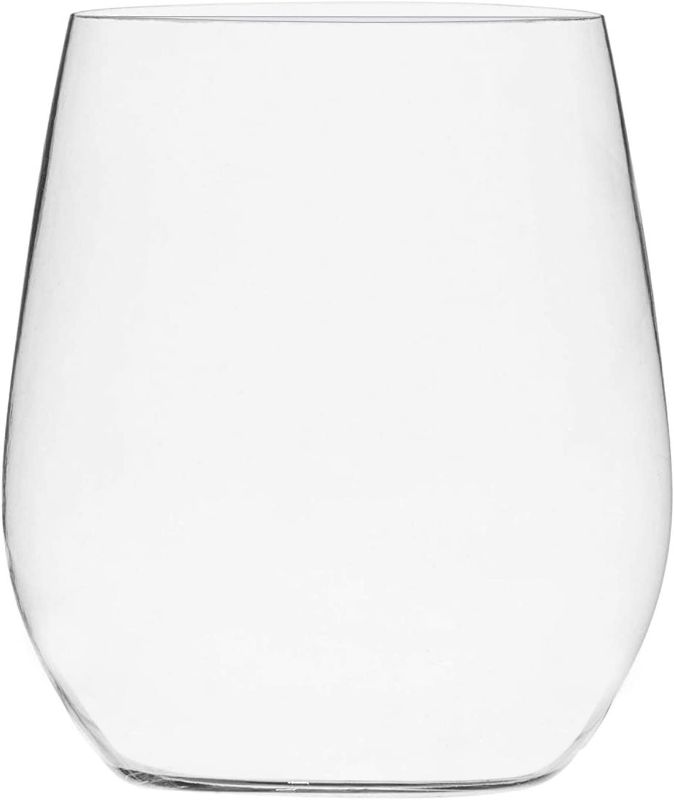 Photo 1 of 32 Pack  Plastic Stemless Wine Glasses Disposable 12 Oz Clear Plastic Wine Cups Shatterproof Recyclable and BPA-Free