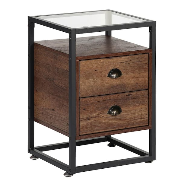 Photo 1 of 
VECELO Nightstand, Modern Tempered Glass End Table, Cabinet with Drawers 