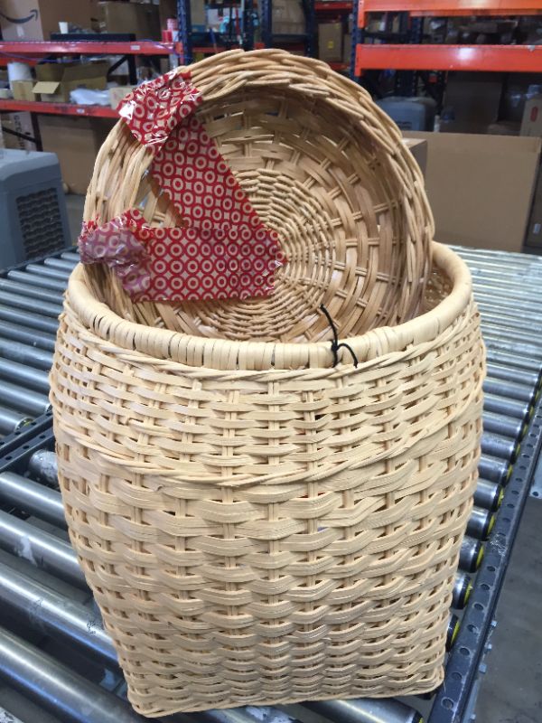 Photo 2 of 18" x 21.5" Rattan Handcrafted Basket with Tassel Lid Natural
