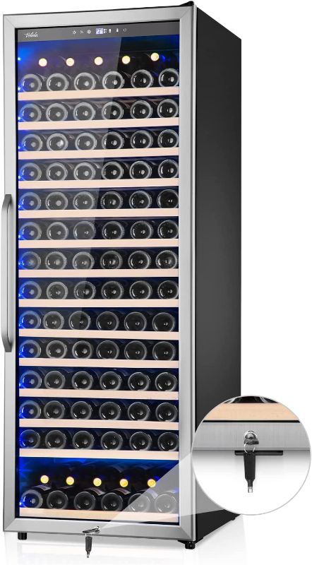 Photo 1 of Wine Cooler Refrigerator, Velieta 179 Bottles Professional Wine Cellars with Powerful Compressor,Quiet Operation and Elegant Design for The Wine Enthusiast, silver, 23.5inches×27.2inchesx62.9inches

