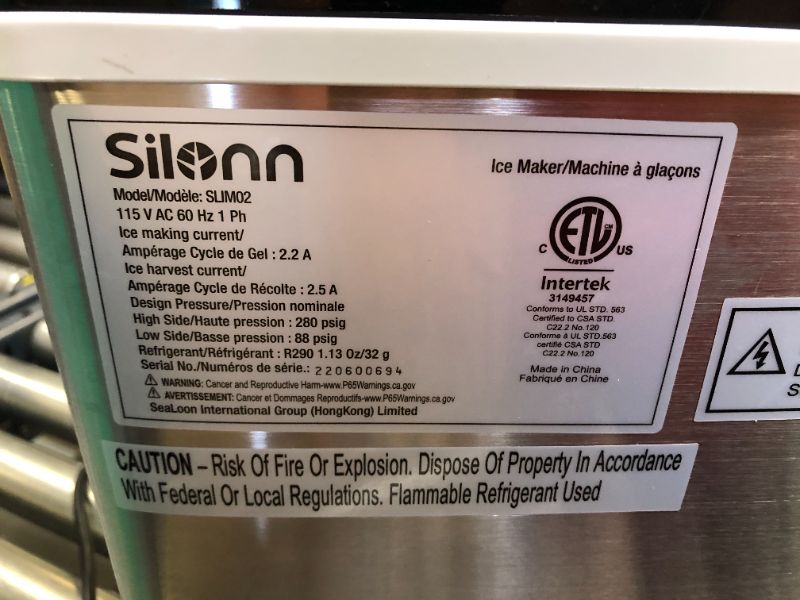 Photo 4 of (DOES NOT COME WITH GALLON)Silonn Countertop Ice Cube Ice Makers, 45lbs Per Day, Auto Self-Cleaning, 24 Pcs Ice Cubes in 13 Min, 2 Ways to Add Water, Compact Ice Machine for Home Office Bar Party SLIM02
