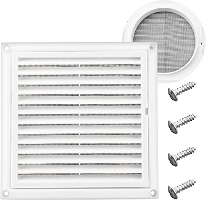 Photo 1 of Funmit 6" Louvered Vent Cover Stops Birds Nesting for Outside Dryer Exhaust Air Vent Cover with Screws for Easy Installation (White)