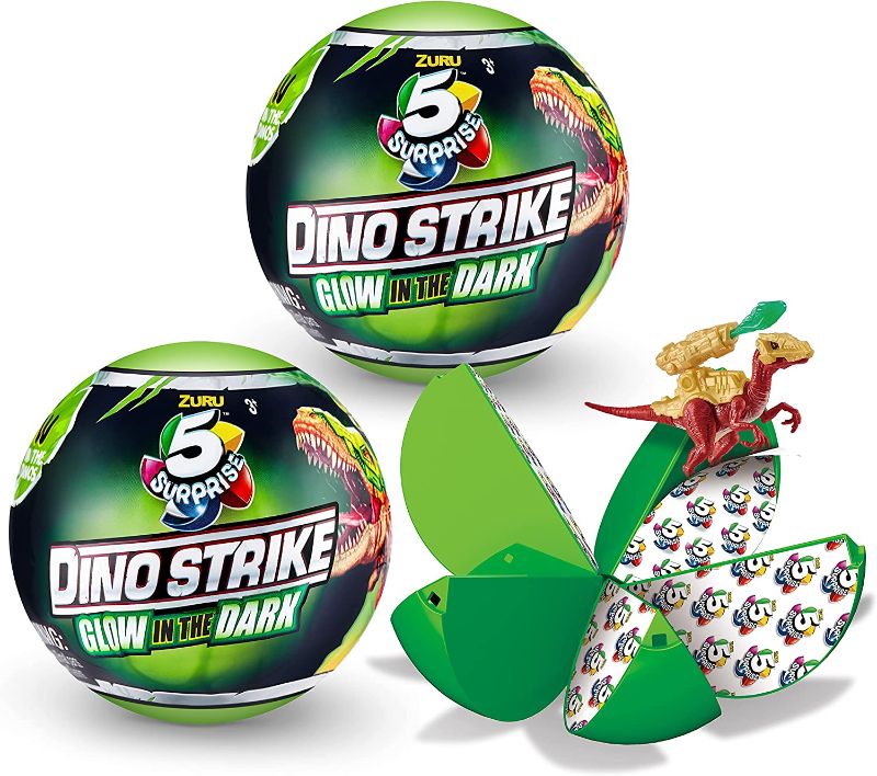 Photo 1 of 5 Surprise Dino Strike Surprise Mystery Battling Collectible Dinos by ZURU (2 Pack) Glow in The Dark
