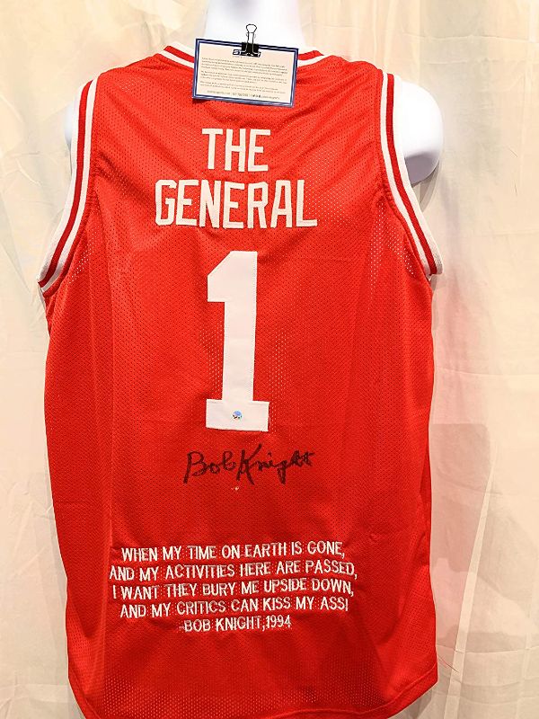Photo 1 of Bob Knight Indiana Hoosiers Signed Autograph Custom Jersey Embroidered Rare QUOTE Limited Edition Steiner Sports Certified
XL