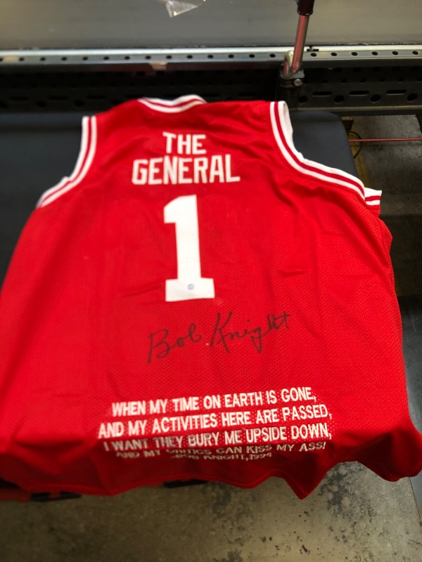 Photo 2 of Bob Knight Indiana Hoosiers Signed Autograph Custom Jersey Embroidered Rare QUOTE Limited Edition Steiner Sports Certified
XL