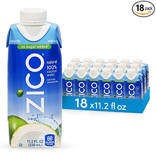 Photo 1 of ZICO 100% Coconut Water Drink - 18 Pack, Natural Flavored - No Sugar Added, Gluten-Free - 330ml / 11.2 Fl Oz - Supports Hydration with Five Naturally Occurring Electrolytes - Not from Concentrate - FACTORY SEAL
EXP SEPT 15, 2022