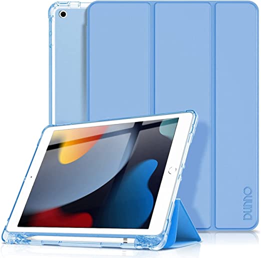 Photo 1 of DUNNO iPad 9th 8th 7th Generation Case, iPad 10.2 Case 2021/2020/2019 Model, Ultra-Slim Protective Case Cover with Pencil Holder, Auto Sleep/Wake Function, Matte Soft Back Cover (Sky Blue) Factory seal
