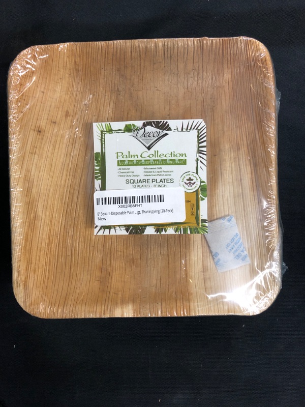 Photo 2 of 8" Square Disposable Palm Leaf Plates 100% Compostable Bamboo-Style Natural Palm Leaf Party Plates– Eco-friendly & Biodegradable Plates For Birthdays, Weddings, Thanksgiving 20-Pack Posh Setting
