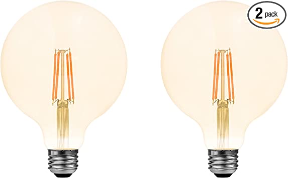 Photo 1 of LEDVANCE Sylvania LED Vintage Filament G30 Globe Light Bulb, 60W = 6.5W, Medium Base, Dimmable, Amber Glow - 2 Pack (40191)
