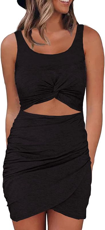 Photo 1 of Zalalus Womens Sexy Twist Front Club Party Dresses Sleeveless Wrap Slim Bodycon Mini Dress - size xxl 
