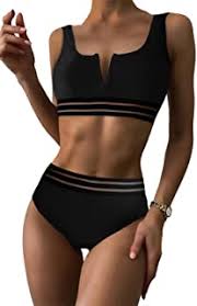 Photo 1 of aleumdr womens v neck swimsuit padded crop top tummy control size m 