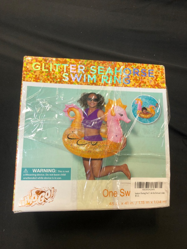 Photo 2 of 45 in. Glitter Seahorse Swim Ring Float (2 pack)
FACTORY SEALED