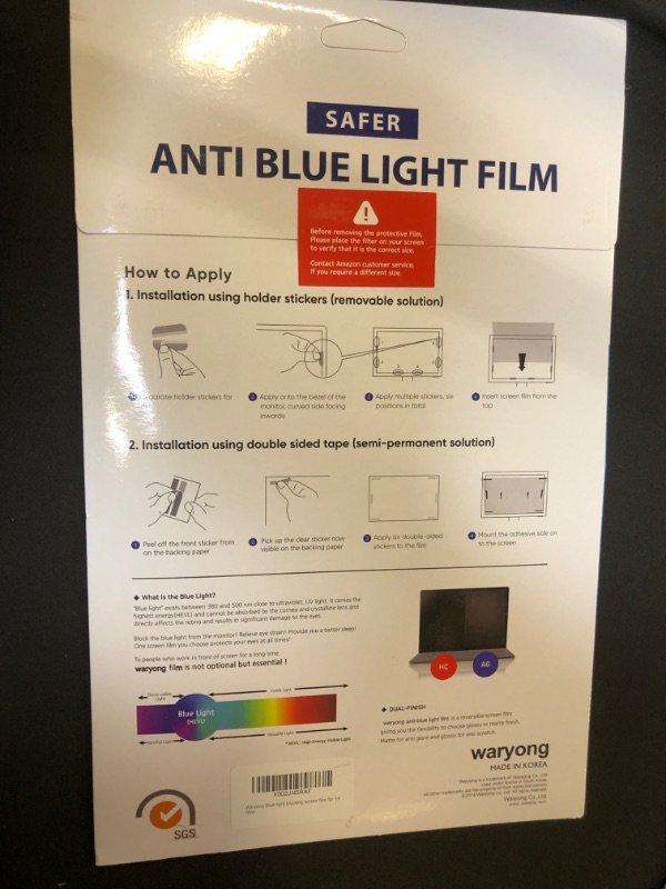 Photo 3 of 14 Inch(12.2"x6.9") Light Blocking Screen Film Type for Laptop Screen Protector/Filter Anti Glare Anti Blue Light Bubble Free Touch-Screen
FACTORY SEALED