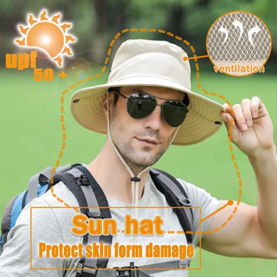 Photo 1 of Aenmt Sun Hat for Men/Women, Wide Brim UV Protection Bucket hat, Waterproof Mens Boonie Hat for Fishing Hiking Garden Beach
one size
