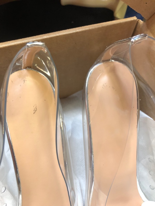 Photo 2 of  Glass Doll Clear Stiletto High Heels for Women, Slip On Sexy Shoes with Pointed Toe
size 48