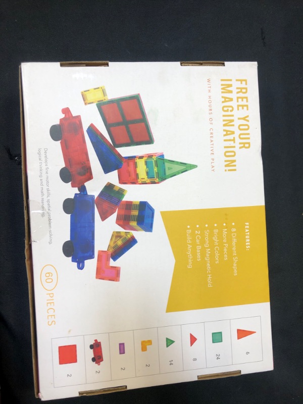 Photo 2 of 60 pc Magnetic Colorful Tiles for Stem learning