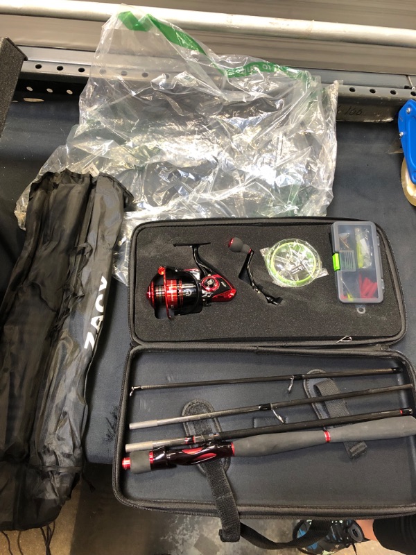 Photo 2 of ZACX Fishing Rod and Reel Combos with Line Lures Hooks Jigs and Premium Portable Case for Saltwater/Freshwater Fishing Gear Equipment