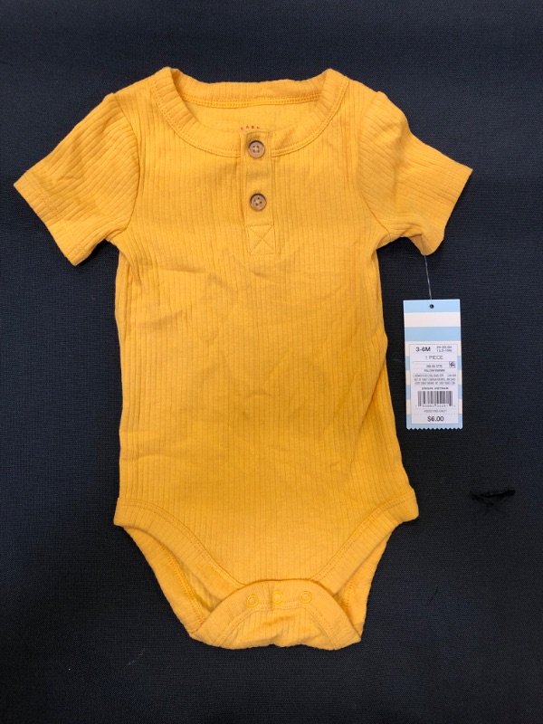 Photo 2 of Baby Boys' Rib Henley Bodysuit - Cat & Jack™ Mustard Yellow- Size- 3-6 months
