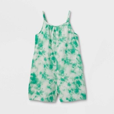 Photo 1 of Girls' (L-10/12) Sleeveless Tie-Dye Romper - Cat & Jack Mint  Green
