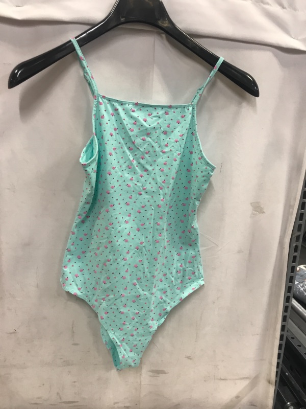 Photo 2 of  S---top only  Women's Spaghetti Strap Bodysuit - Wild Fable Aqua Blue Floral 
