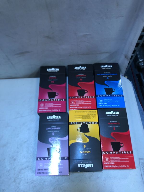 Photo 2 of  Lavazza Espresso Capsules Compatible with Nespresso Original Machines Variety Pack (Pack of 60) ,Value Pack, Blended and roasted in Italy, 6 Packs of 10 single serve Nespresso pods
exp  5/3/2022