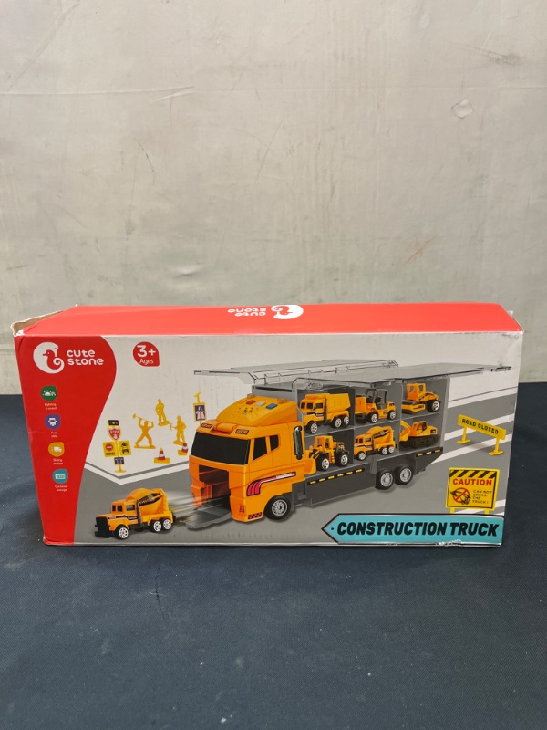 Photo 2 of CUTE STONE 25 in 1 Construction Trucks Push and Go Car Carrier Truck Toy