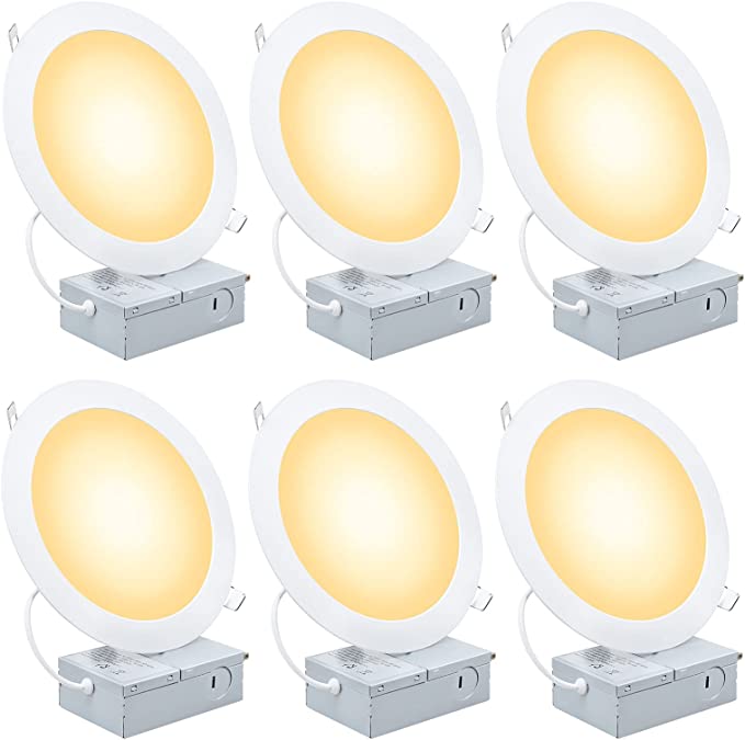 Photo 1 of 7 Inch Ultra-Thin LED Recessed Ceiling Light with Junction Box, 3000K Warm White 18W LED Panel Light Can Light Downlight 1500LM High Brightness Easy Installation 6 Pack
