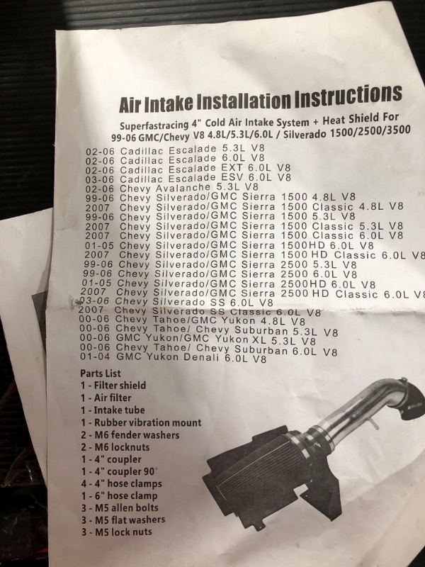 Photo 2 of AIR INTAKE  CADILLAC ESCALADE,CHEVY GMC 