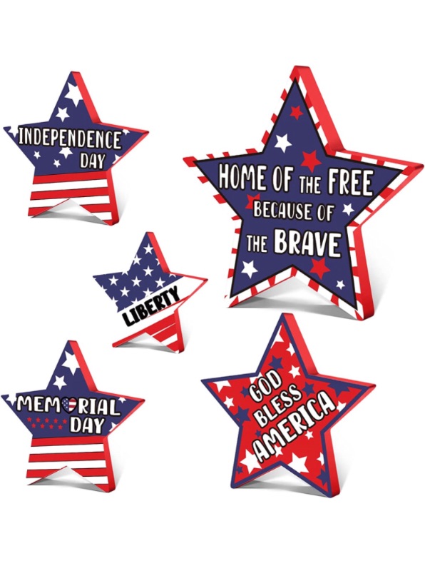 Photo 1 of 2 PACK  4th of July Wood Star Decoration Faith Sign Patriotic Wooden  Table Centerpieces Memorial Day Decorations Set of 5 