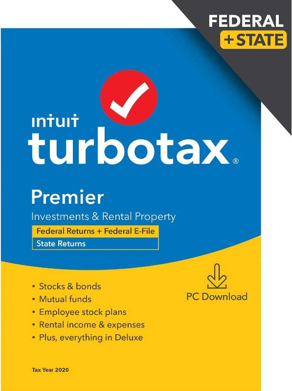 Photo 1 of  TurboTax Premier 2020 Desktop Tax Software, Federal and State Returns + Federal E-file [Amazon Exclusive] [PC/Mac Disc]