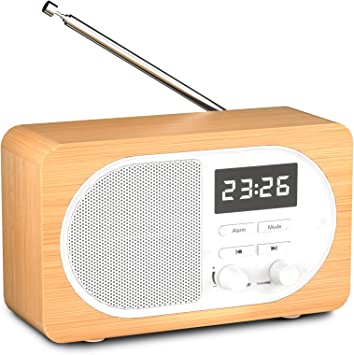 Photo 1 of Bedside Radio Bluetooth Speaker, Retro Bedroom Clock Radio with Stereo Sound and USB Charging Port, TF Card/MIC/AUX/USB Disk Supported, Gifts for Kids/Children/Adults
