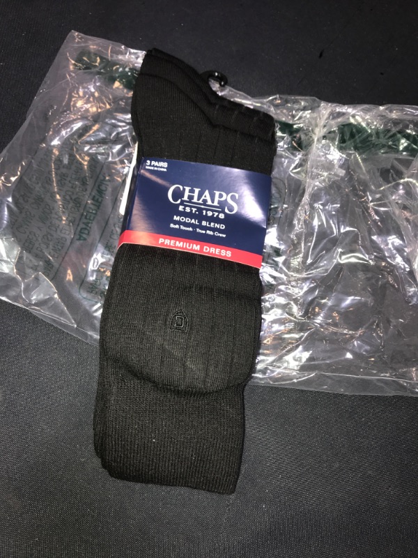 Photo 2 of Chaps Men's Solid Rib Casual Crew Socks with Embroidered Logo (3 Pack), SIZE 10-13 