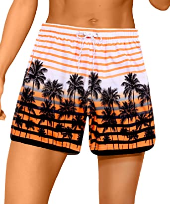 Photo 1 of APTRO Women's Board Shorts Floral Beach Swim Shorts with Pockets Swim Trunks