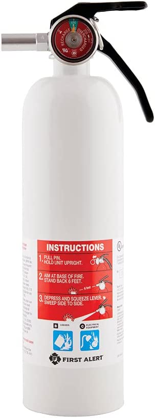 Photo 1 of 
Roll over image to zoom in
First Alert Fire Extinguisher FE5GR, Recreation Vehicle and Marine Fire Extinguisher, White, Rechargeable, REC5