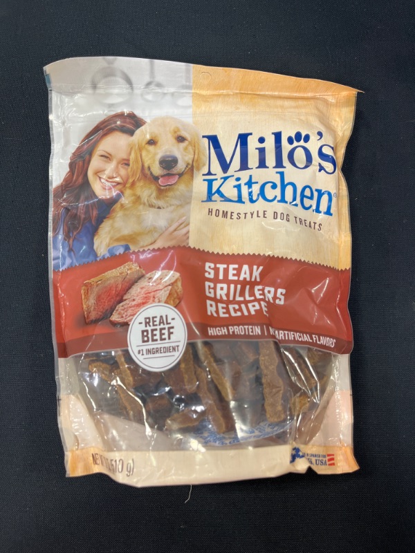 Photo 2 of Milos Kitchen Steak Grillers Beef Recipe with Angus Steak Dog Treats - 18oz
EXP OCT 16 2022