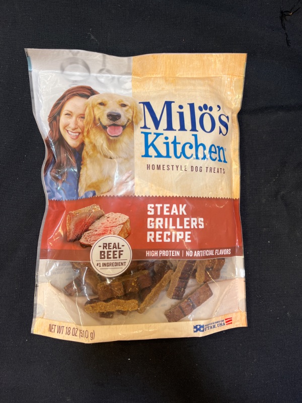 Photo 2 of Milos Kitchen Steak Grillers Beef Recipe with Angus Steak Dog Treats - 18oz EXP OCT 2022